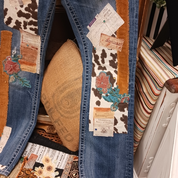 Boho Hippie Repurposed Jeans. - Picture 6 of 16